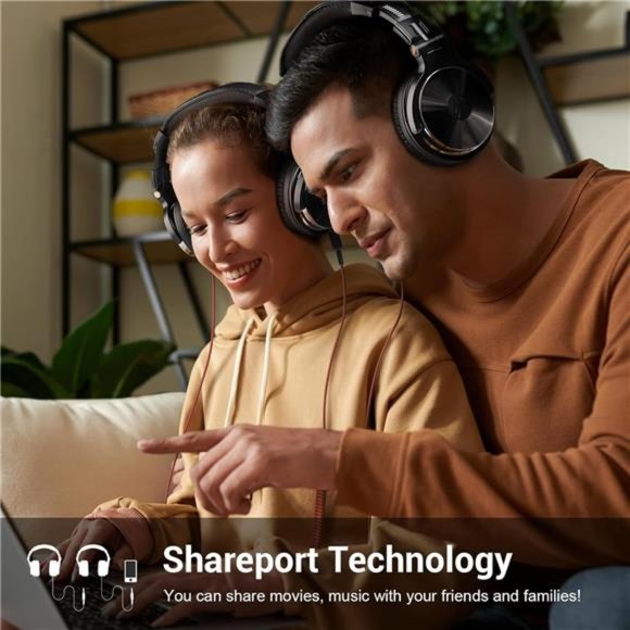 Wired Over Ear Headphones Studio Monitor & Mixing DJ Stereo Headsets with 50mm - Picture 6 of 6